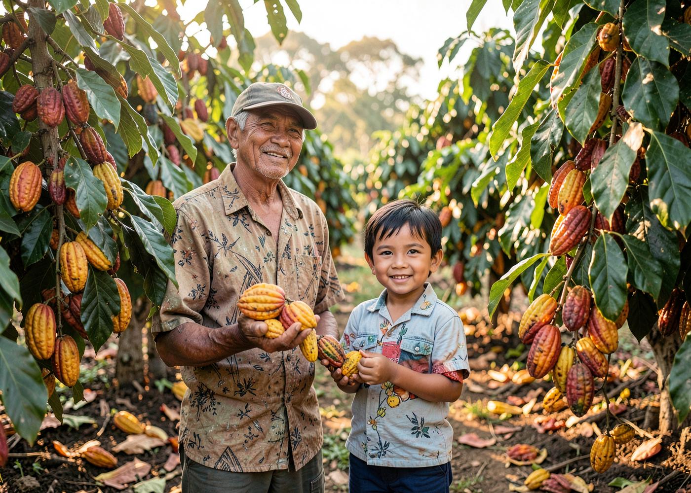 The Santos family on their cacao farm in Davao, Mindanao